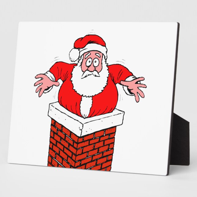 Cartoon Santa Claus got stuck in the chimney Fotoplatte (Seite)