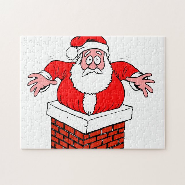 Cartoon Santa Claus got stuck in the chimney Puzzle (Horizontal)