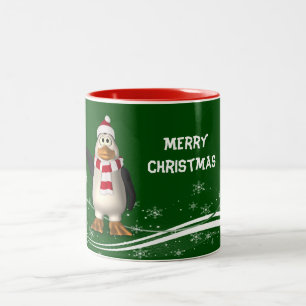 Cartoon Santa Claus Penguin Weihnachten Zweifarbige Tasse