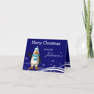 Cartoon Santa Claus Penguin Weihnachtsgrüße Feiertagskarte