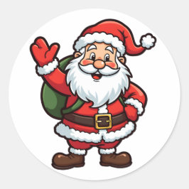 Cartoon Santa Claus Spaß Weihnachtsvorstellung Runder Aufkleber