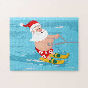 Cartoon Santa Claus water skiing Puzzle