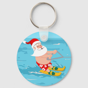 Cartoon Santa Claus water skiing Schlüsselanhänger