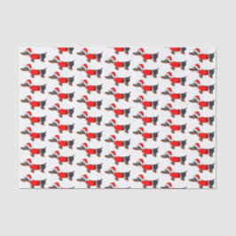 Cartoon Santa Dackel Weihnachtszettel Seidenpapier