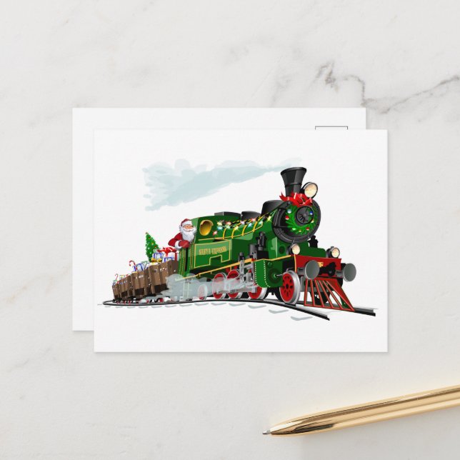Cartoon Santa express Postkarte (Vorderseite/Rückseite Beispiel)
