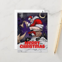 Cartoon Santa sitzt auf dem Kamin