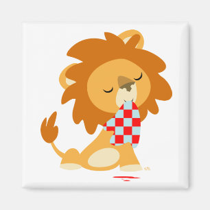Cartoon Satiated Lion Kühlschrankmagnet Magnet