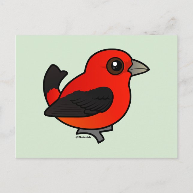 Cartoon Scarlet Tanager Postkarte (Vorderseite)