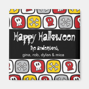 Cartoon-Schädel-u. Knochen-Halloween-Magnet Magnet