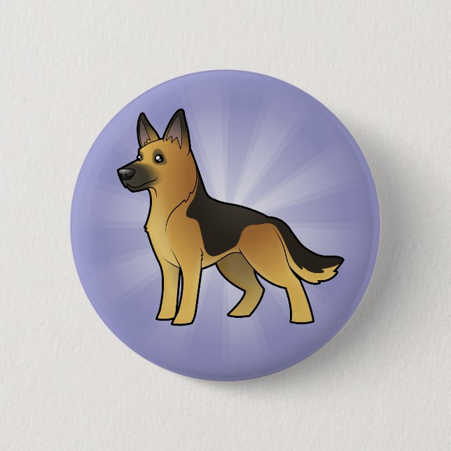 Cartoon-Schäferhund Button (Vorderseite)