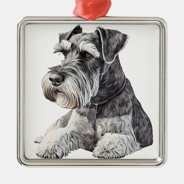 CARTOON SCHANUZER PUPPY HUND ORNAMENT AUS METALL (Vorne)