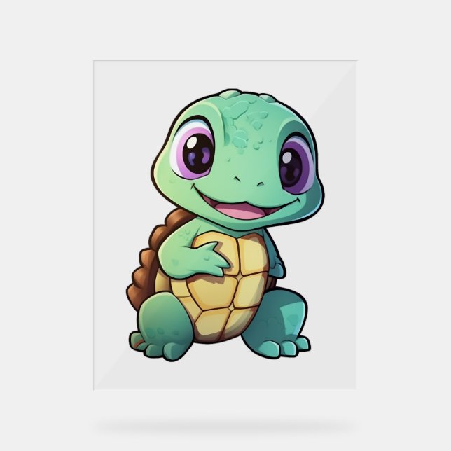Cartoon-Schildkröte Acrylschild (Vorderseite)