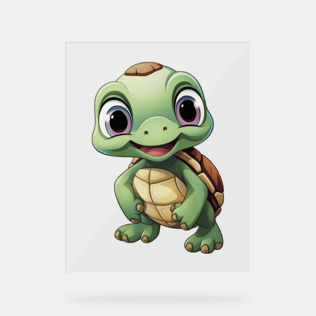 Cartoon-Schildkröte Acrylschild (Vorderseite)