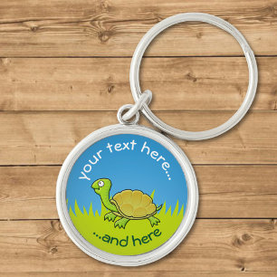 Cartoon Schildkröte auf Gras Schlüsselanhänger