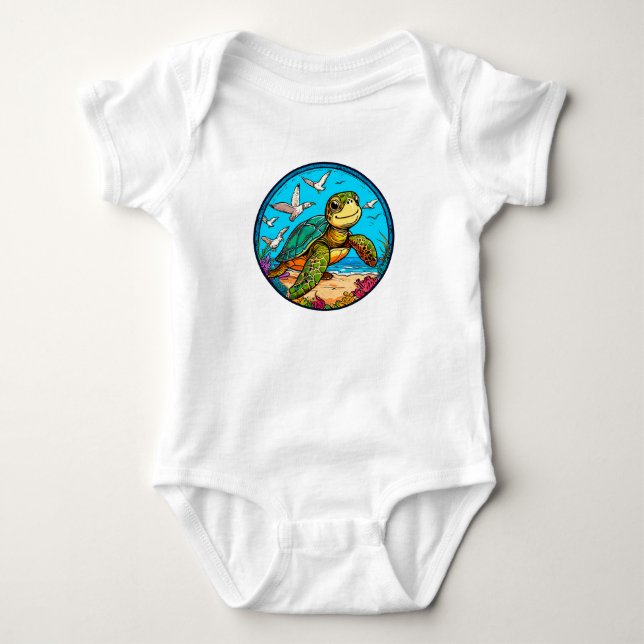 Cartoon-Schildkröte Baby Strampler (Vorderseite)