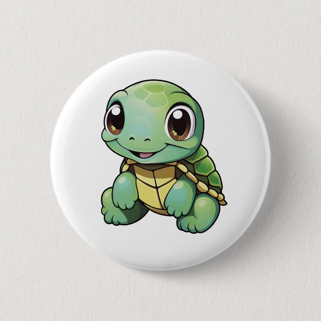 Cartoon-Schildkröte Button (Vorderseite)