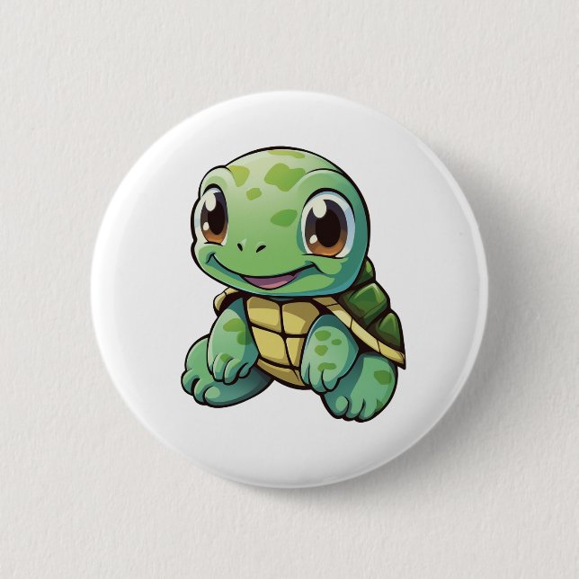 Cartoon-Schildkröte Button (Vorderseite)