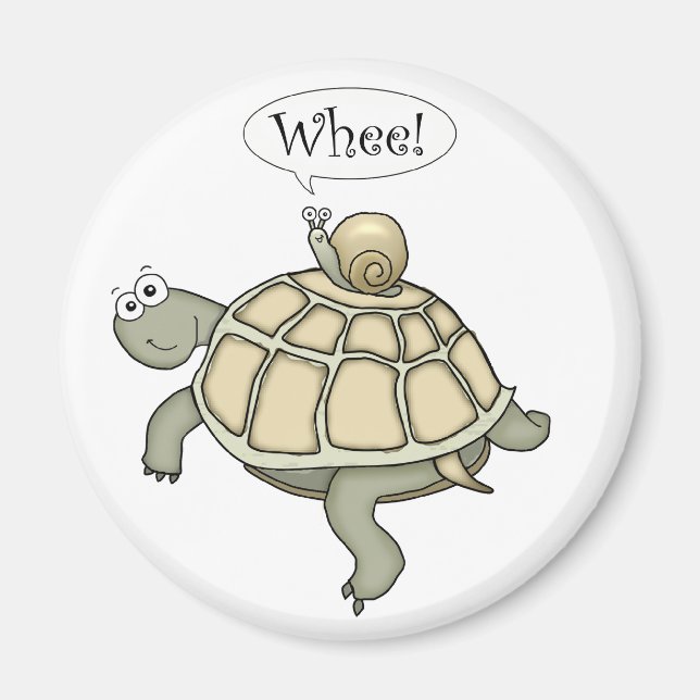 Cartoon Schildkröte und Schnecke Wheel! Magnet Ges (Vorne)