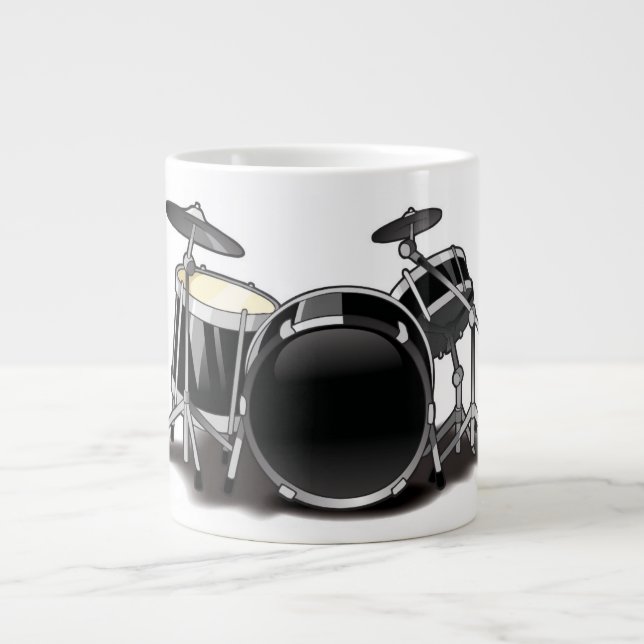 Cartoon-Schlagzeuger-Tasse Jumbo-Tasse (Vorderseite)