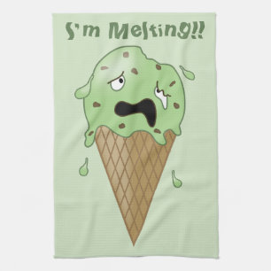 Cartoon-schmelzender Eiscreme-Kegel (ich schmelze) Küchentuch