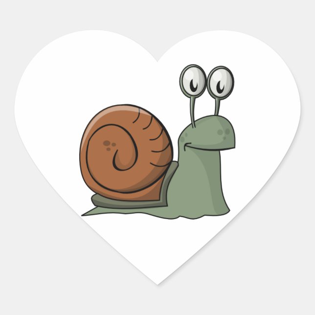 Cartoon-Schnecke Herz-Aufkleber (Vorderseite)
