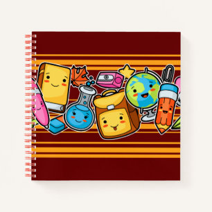 Cartoon School Icons Notizbuch