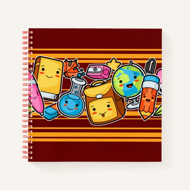 Cartoon School Icons Notizbuch (Vorderseite)