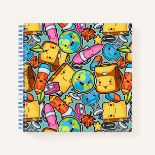 Cartoon School Pattern Notizbuch