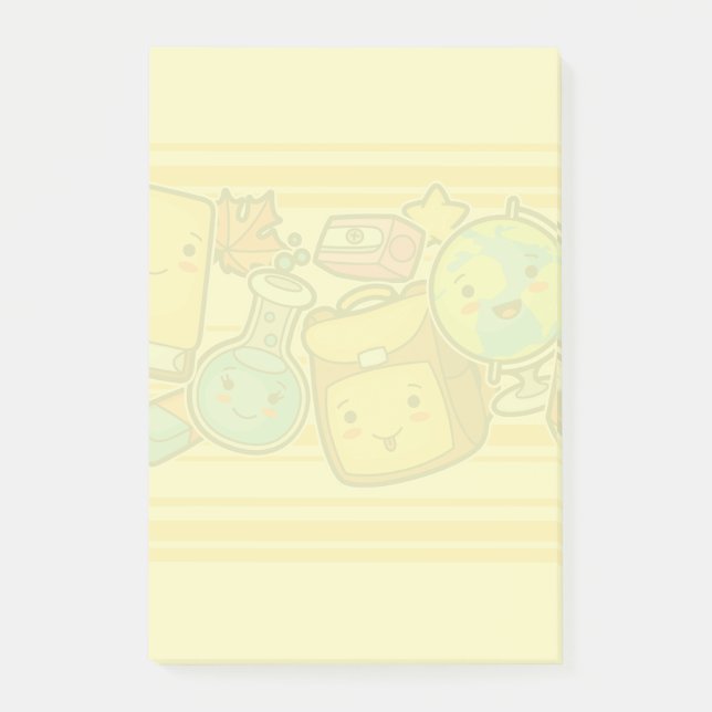 Cartoon School Supply Pattern Postit Notes Post-it Klebezettel (Vorderseite)