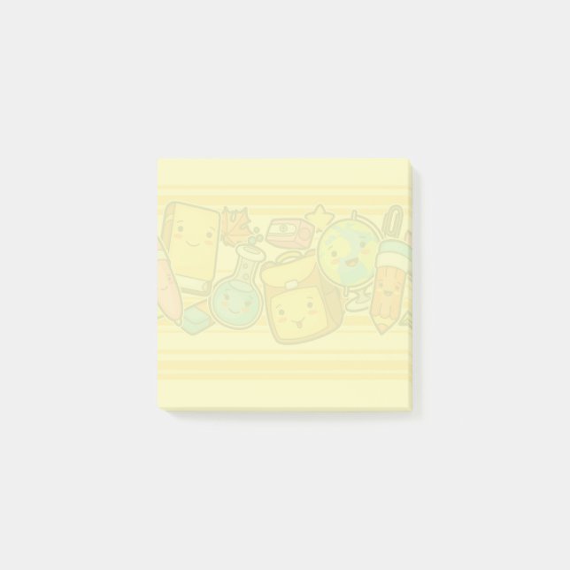 Cartoon School Supply Pattern Postit Notes Post-it Klebezettel (Vorderseite)