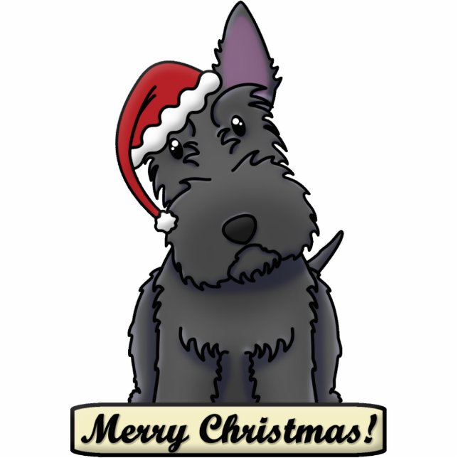 Cartoon-schottische Terrier-Weihnachtsverzierung Fotoskulptur Ornament (Vorne)