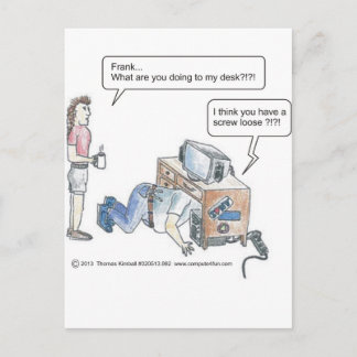 Cartoon-Schrauben locker Postkarte
