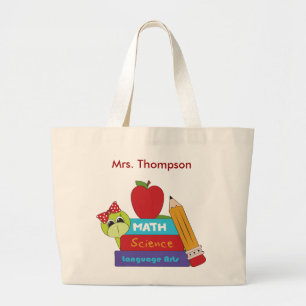 Cartoon-Schulbuch-Lehrer-Taschen-Tasche Jumbo Stoffbeutel