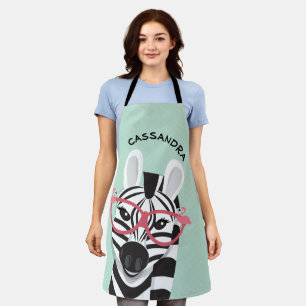 Cartoon Schwarz-weiß Zebra Flamingo Sonnenbrille  Schürze