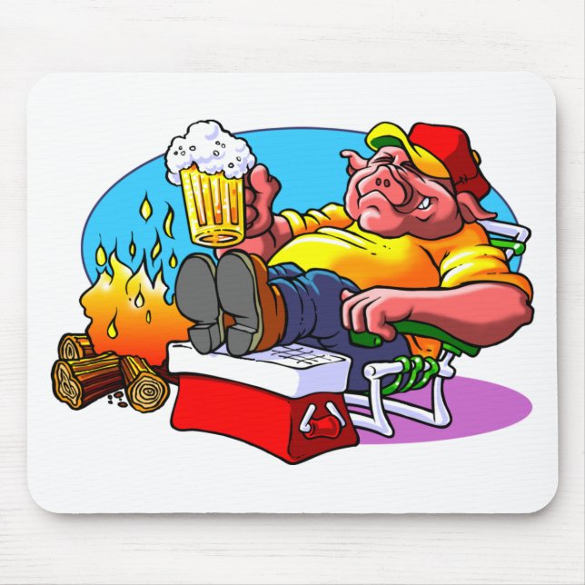 Cartoon-Schwein-Braten Mousepad (Vorne)