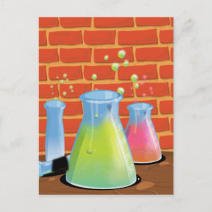 Cartoon Science Experiments Postkarte