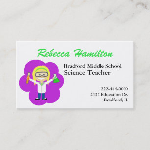 Cartoon Science Teacher Business Card Visitenkarte