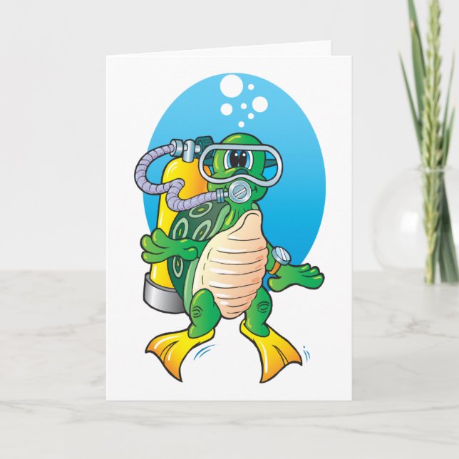 Cartoon Scuba Turtle Karte (Vorderseite)