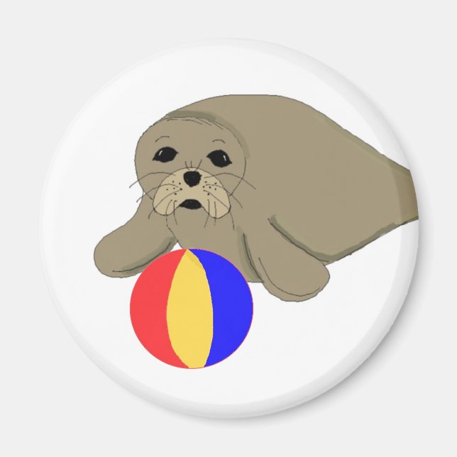 Cartoon Sea Lion Beach Ball Magnet (Vorne)