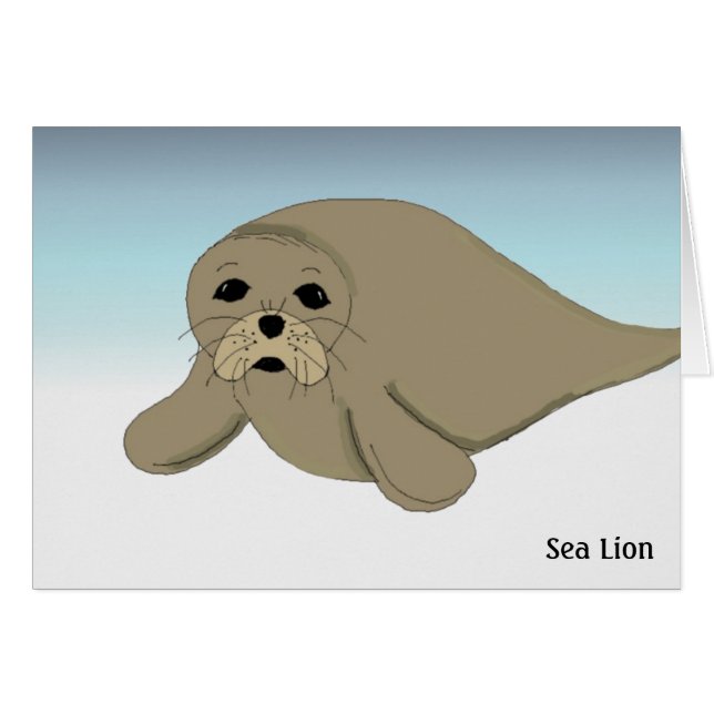 Cartoon Sea Lion Note Card (Vorderseite (Horizontal))