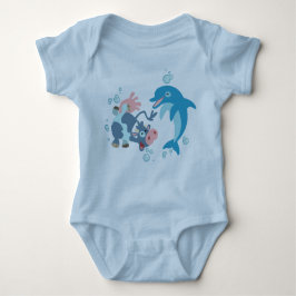Cartoon Seacow und Dolphin Baby Bekleidung Strampler