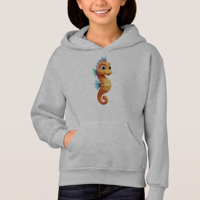 Cartoon Seahorse 3D – Shiny & Cute Hoodie (Vorderseite)