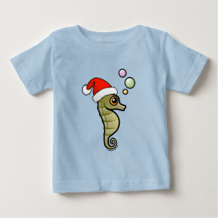 Cartoon Seepferd Santa Baby T-shirt