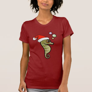Cartoon Seepferd Santa T-Shirt