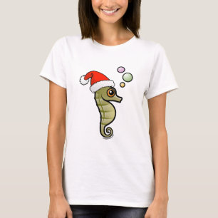 Cartoon Seepferd Santa T-Shirt