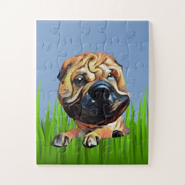 Cartoon Shar Pei Puzzle für Kinder (Vertikal)