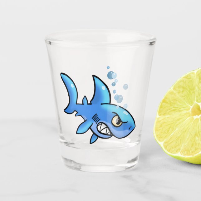 Cartoon Shark mit Gritted Zähne Schnapsglas (Vorderseite)