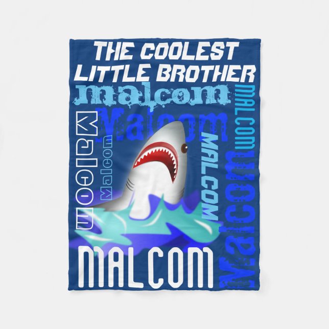 Cartoon Shark Personalisiert Name Cheke Benutzerde Fleecedecke (Vorderseite)