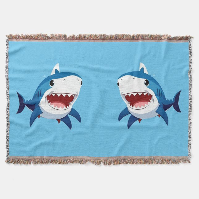 Cartoon Shark Schwimmen unter Wasser Decke (Vorderseite)