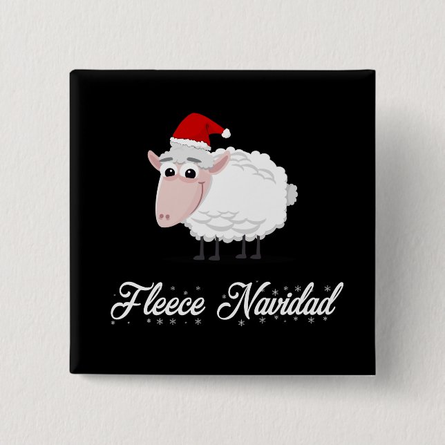 Cartoon Sheep Fleece Navidad Button (Vorderseite)